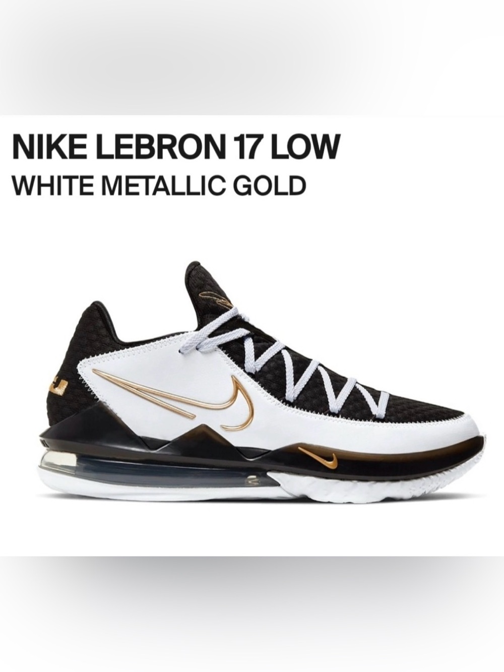 Nike LeBron 17 Low White Metallic Gold size 10. Excellent condition!